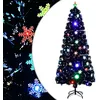 Image de vidaXL Sapin de NoÃ«l et flocons de neige LED Noir 180 cm Fibre optique