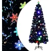 Image de vidaXL Sapin de NoÃ«l et flocons de neige LED Noir 210 cm Fibre optique