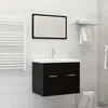 Image de vidaXL Ensemble de meubles de salle de bain Noir AgglomÃ©rÃ©