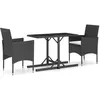Image de Vidaxl Ensemble De Salle Ã Manger De Jardin 3 Pcs Noir