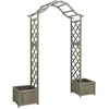 Image de Pergola De Jardin Avec Bac Ã Plantes & Treillis Gris Bois De Sapin Massif