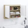 Image de Cabinet de Miroir de Salle de Bain RÃ©sistant Ã  l'HumiditÃ© 80x15x60 cm Blanc et ChÃªne
