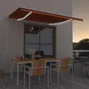 Image de Vidaxl Auvent Automatique Capteur De Vent/Led 450x300 Cm Orange Marron