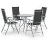 Image de Vidaxl Ensemble Ã DÃ®ner De Jardin 5 Pcs Aluminium Et TextilÃ¨ne ArgentÃ©