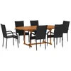 Image de Vidaxl Ensemble De Salle Ã Manger De Jardin 7 Pcs RÃ©sine TressÃ©e Noir