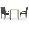 Image de Vidaxl Ensemble De Salle Ã Manger De Jardin 3 Pcs RÃ©sine TressÃ©e Noir