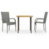 Image de Vidaxl Ensemble De Salle Ã Manger De Jardin 3 Pcs RÃ©sine TressÃ©e Gris