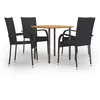 Image de Vidaxl Ensemble De Salle Ã Manger De Jardin 5 Pcs RÃ©sine TressÃ©e Noir