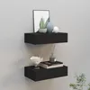 Image de vidaXL ÃtagÃ¨res Ã  tiroirs murales 2 pcs noir 40x23,5x10 cm MDF