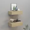 Image de Vidaxl ÃtagÃ¨res Ã Tiroirs Murales 2 Pcs ChÃªne 40x23,5x10 Cm Mdf