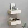 Image de vidaXL ÃtagÃ¨res Ã  tiroir murales 2 pcs ChÃªne et blanc 40x23,5x10cm MDF