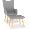 Image de vidaXL Chaise de relaxation avec tabouret Gris clair Tissu