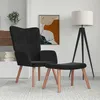Image de vidaXL Chaise de relaxation avec repose-pied Noir Velours