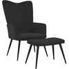 Image de vidaXL Chaise de relaxation avec tabouret Noir Velours