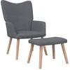 Image de vidaXL Chaise de relaxation avec tabouret Gris foncÃ© Tissu