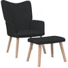 Image de vidaXL Chaise de relaxation avec tabouret Noir Tissu
