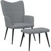 Image de vidaXL Chaise de relaxation avec tabouret Gris clair Tissu