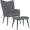 Image de vidaXL Chaise de relaxation avec tabouret Gris foncÃ© Tissu