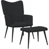 Image de vidaXL Chaise de relaxation avec tabouret Noir Tissu