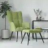 Image de vidaXL Chaise de relaxation avec tabouret Vert clair Velours
