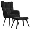 Image de Fauteuils VidaXL  Fauteuil  Chaise de relaxation avec tabouret Noir Velours P31600442