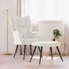 Image de vidaXL Chaise de relaxation avec tabouret Blanc crÃ¨me Velours