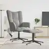 Image de vidaXL Chaise de relaxation avec tabouret Gris clair Velours