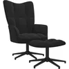 Image de vidaXL Chaise de relaxation avec tabouret Noir Velours