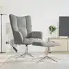 Image de vidaXL Chaise de relaxation avec tabouret Gris clair Velours