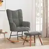 Image de vidaXL Chaise Ã  bascule avec repose-pied Gris foncÃ© Velours