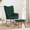 Image de vidaXL Chaise Ã  bascule avec repose-pied Vert foncÃ© Velours