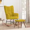 Image de vidaXL Chaise Ã  bascule avec repose-pied Jaune moutarde Velours