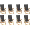 Image de Vidaxl Chaises Inclinables De Jardin Avec Coussins 8 Pcs Teck Solide