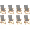 Image de Vidaxl Chaises Inclinables De Jardin Avec Coussins 8 Pcs Teck Solide