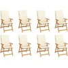Image de Vidaxl Chaises Inclinables De Jardin Avec Coussins 8 Pcs Teck Solide