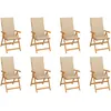 Image de Vidaxl Chaises Inclinables De Jardin Avec Coussins 8 Pcs Teck Solide
