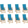 Image de Vidaxl Chaises Inclinables De Jardin Avec Coussins 8 Pcs Teck Solide