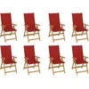 Image de Vidaxl Chaises Inclinables De Jardin Et Coussins Lot De 8 Teck Solide