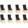 Image de Vidaxl Chaises Inclinables De Jardin Avec Coussins 8 Pcs Teck Solide