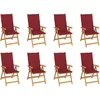 Image de Vidaxl Chaises Inclinables De Jardin Avec Coussins 8 Pcs Teck Solide