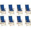 Image de Vidaxl Chaises Inclinables De Jardin Avec Coussins 8 Pcs Teck Solide