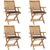 Image de Vidaxl Chaises Pliables De Jardin Avec Coussins 4 Pcs Teck Solide