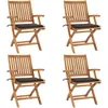 Image de Vidaxl Chaises Pliables De Jardin Avec Coussins 4 Pcs Teck Solide