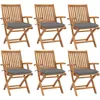 Image de Vidaxl Chaises Pliables De Jardin Avec Coussins 6 Pcs Bois De Teck