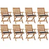 Image de Vidaxl Chaises Pliables De Jardin Avec Coussins 8 Pcs Teck Solide