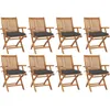 Image de Vidaxl Chaises Pliables De Jardin Avec Coussins 8 Pcs Teck Solide