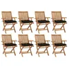 Image de Vidaxl Chaises Pliables De Jardin Avec Coussins 8 Pcs Teck Solide