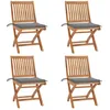 Image de Vidaxl Chaises Pliables De Jardin Avec Coussins 4 Pcs Teck Solide