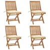 Image de Vidaxl Chaises Pliables De Jardin Avec Coussins 4 Pcs Teck Solide