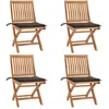 Image de Vidaxl Chaises Pliables De Jardin Avec Coussins 4 Pcs Teck Solide